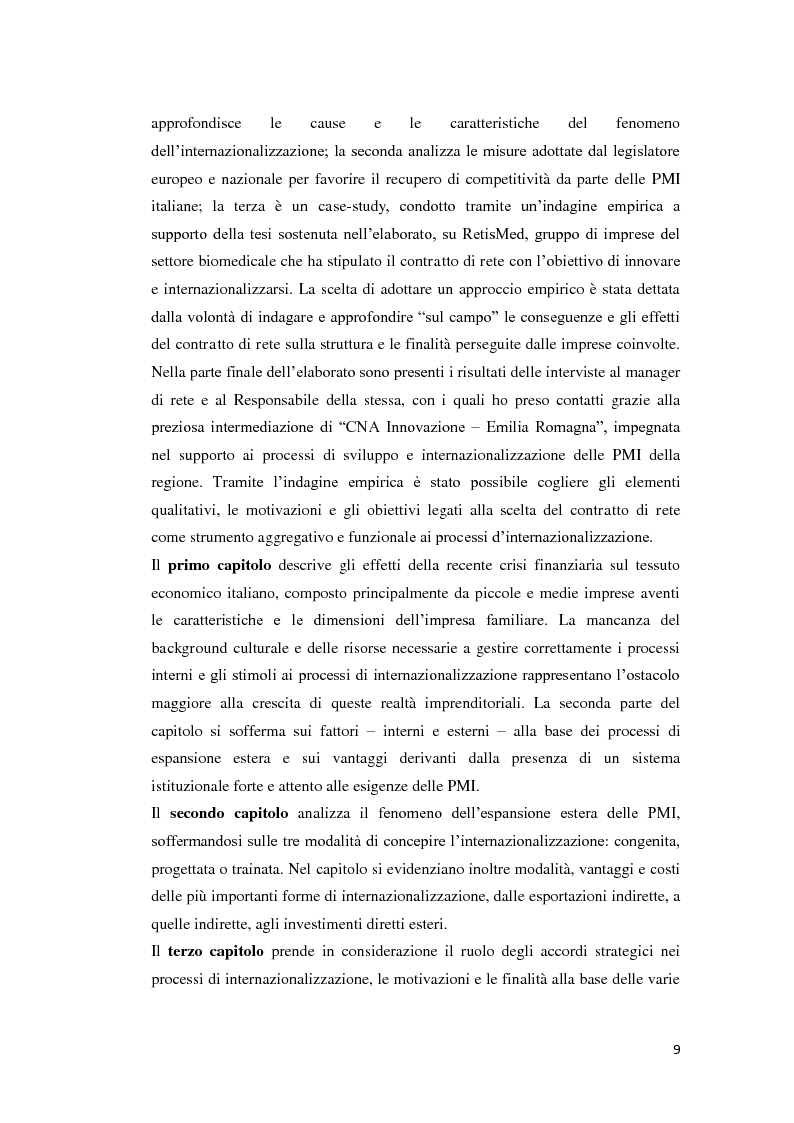 Anteprima della tesi: Gli accordi per lo sviluppo internazionale delle PMI: il contratto di rete, Pagina 3
