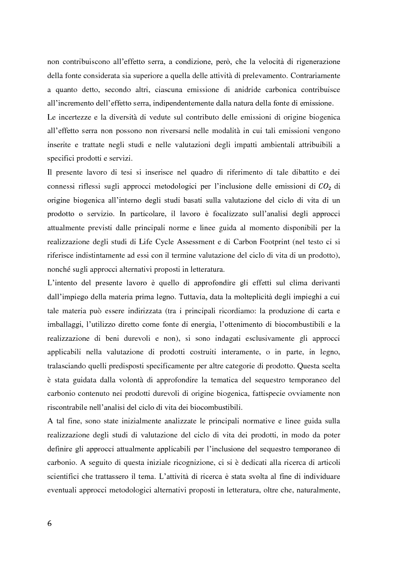 Anteprima della tesi: CO2 di origine biogenica ed effetto serra: valutazione del ciclo di vita dei prodotti in legno, Pagina 4