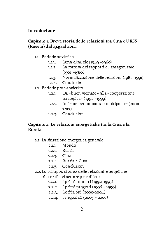 Indice della tesi: Russia e Cina: storia delle relazioni dal 1949 al 2012 e relazioni petrolifere dal 1992 al 2012, Pagina 1