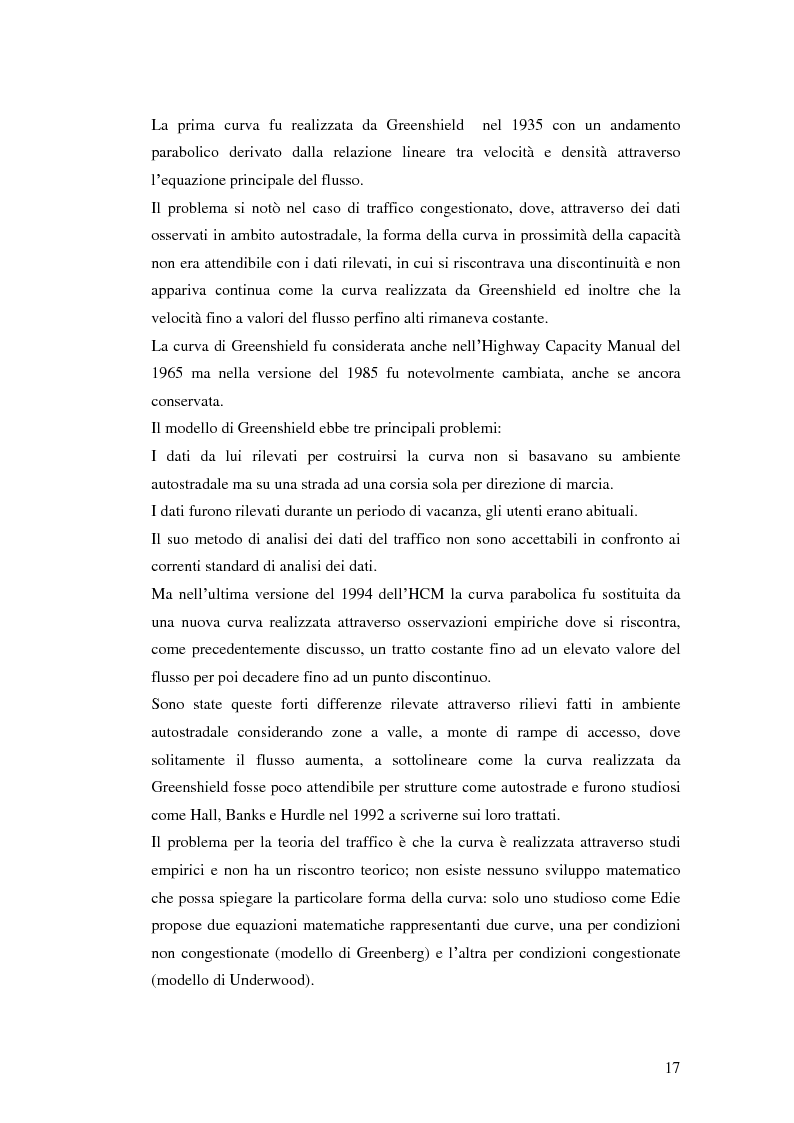 Estratto dalla tesi: Qualità della circolazione nei Sistemi Autostradali