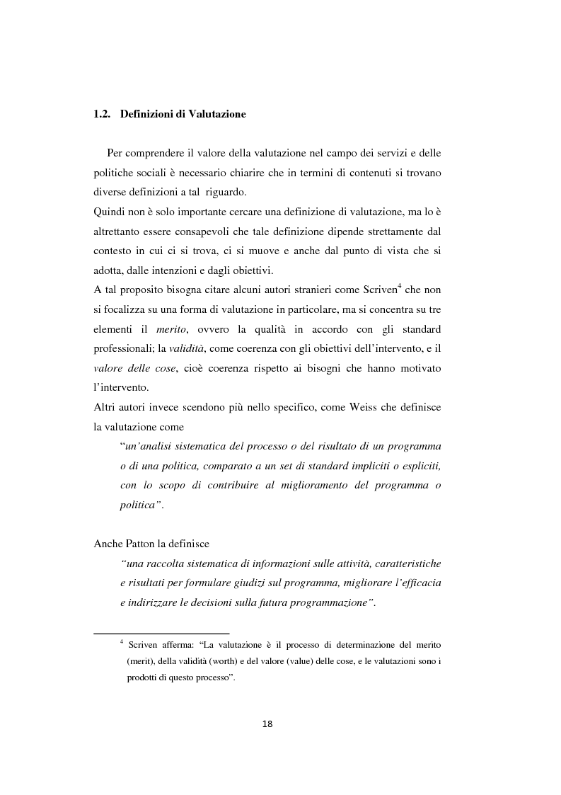 Anteprima della tesi: La Valutazione dei servizi: due realtà sociali a confronto, Pagina 7
