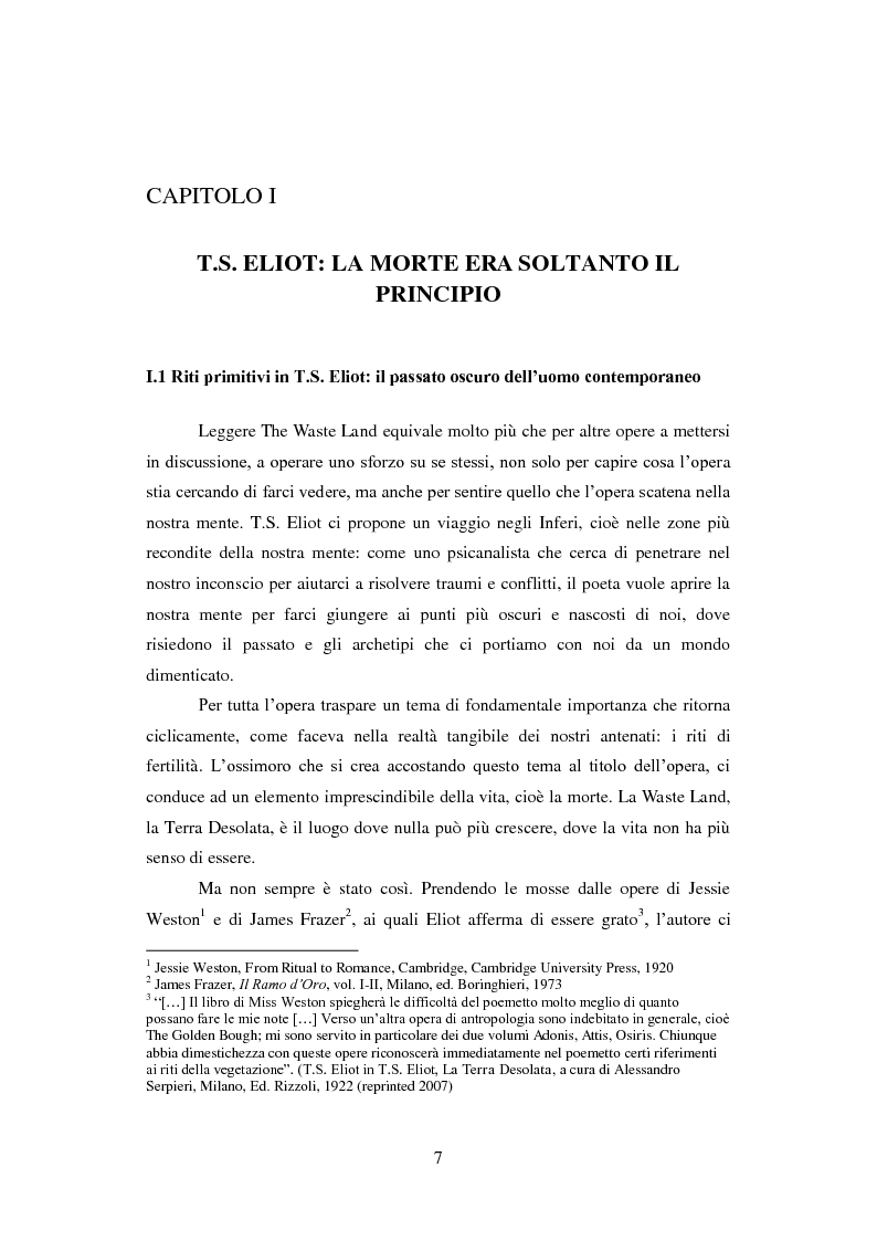 Anteprima della tesi: Dialoghi mitici tra T.S. Eliot e Cesare Pavese, Pagina 4