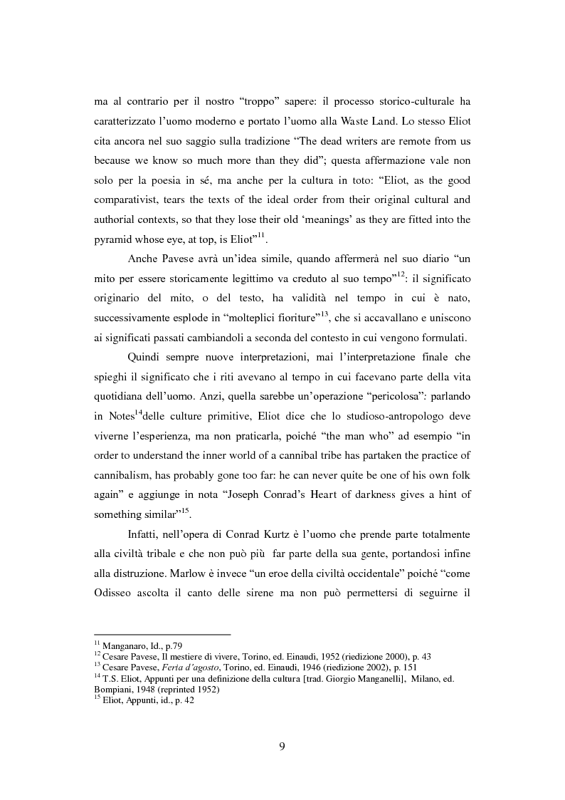 Anteprima della tesi: Dialoghi mitici tra T.S. Eliot e Cesare Pavese, Pagina 6