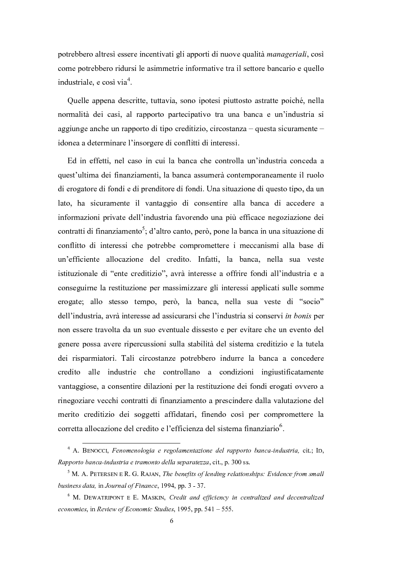 Anteprima della tesi: Le partecipazioni delle banche e nelle banche. Evoluzione del rapporto banca-industria, Pagina 5