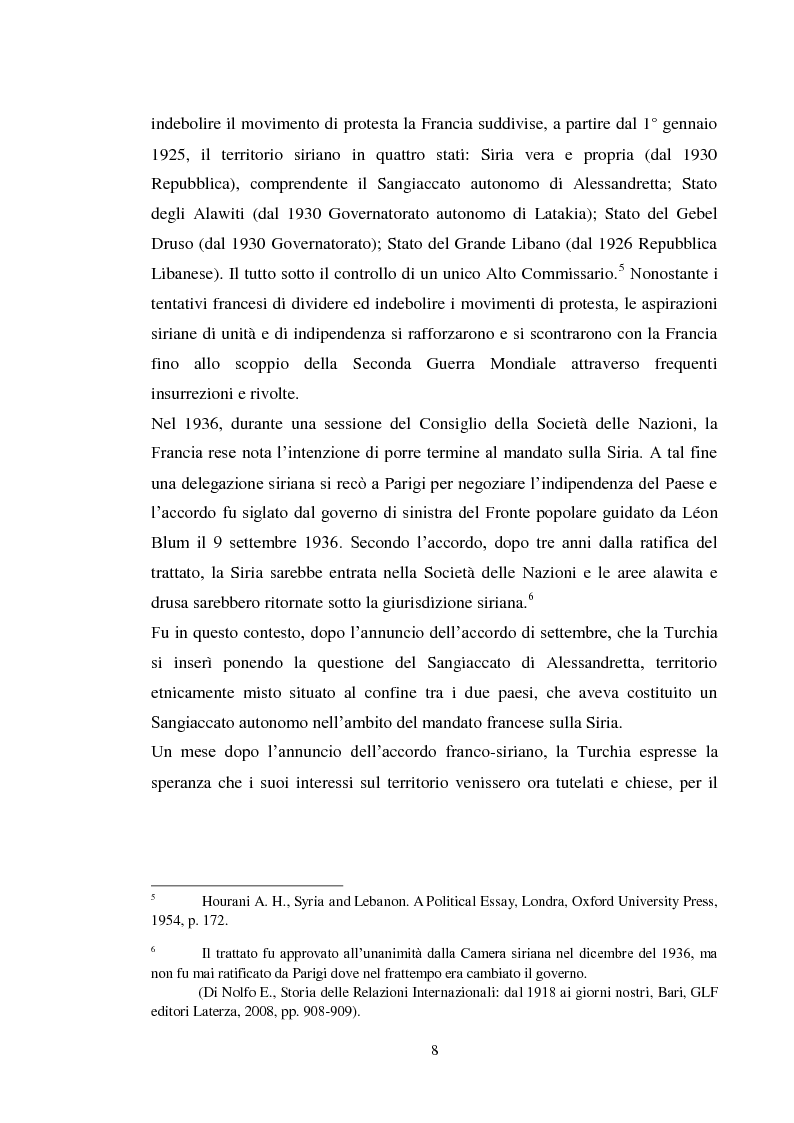 Anteprima della tesi: Così vicine, così lontane. Siria e Turchia fra conflitto e cooperazione, Pagina 7