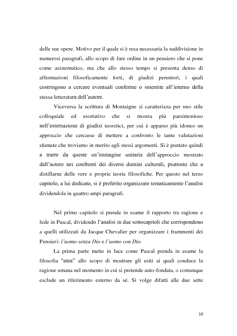 Anteprima della tesi: Variazioni sul fideismo: Montaigne e Pascal, Pagina 9