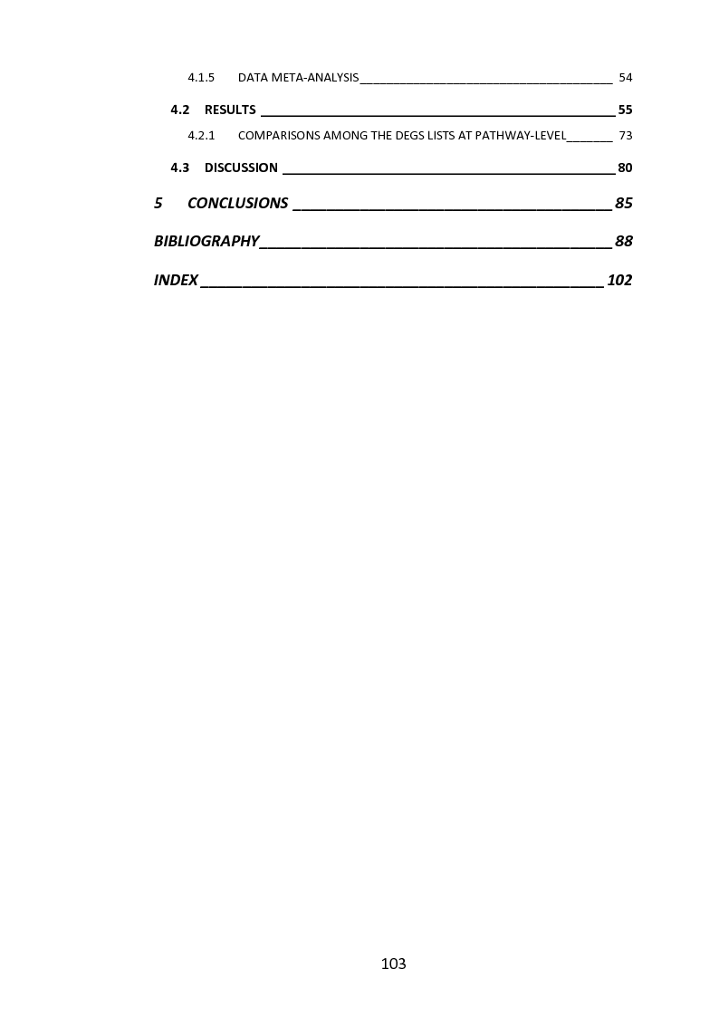 Indice della tesi: A comparison of meta-analysis methods for detecting differentially expressed genes in microarray experiments: An application to malignant pleural mesothelioma data., Pagina 2