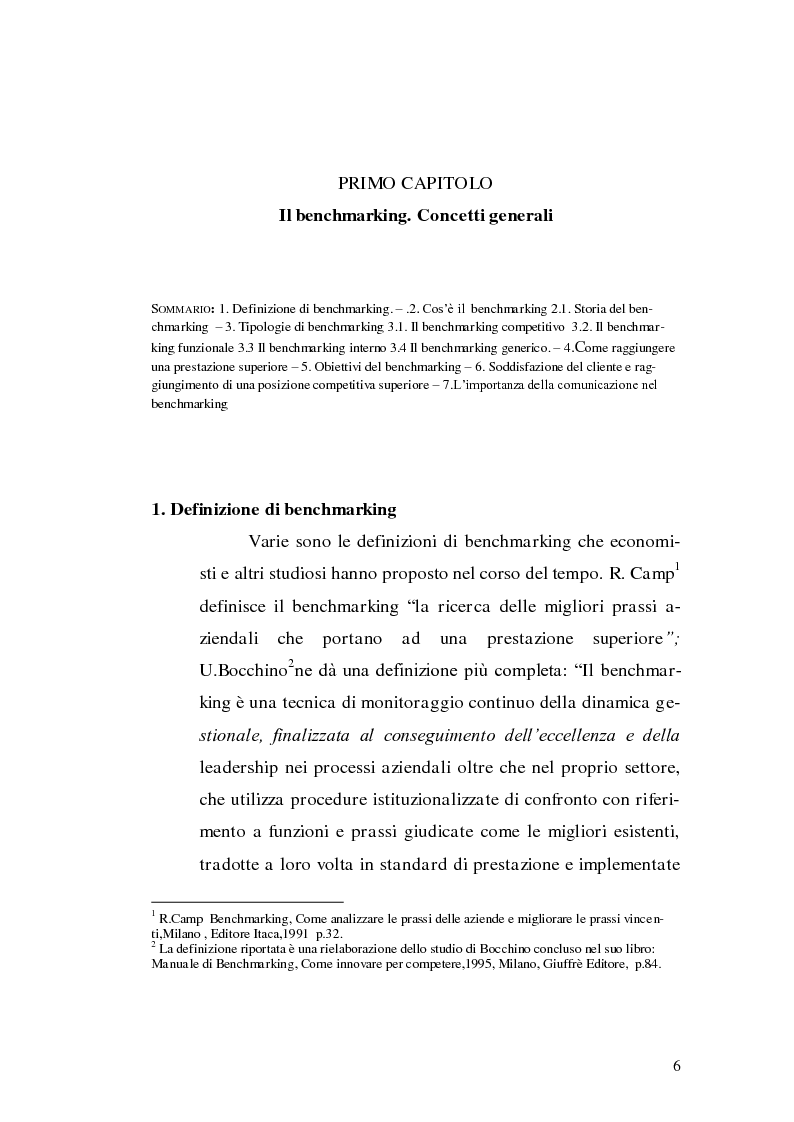 Anteprima della tesi: Il Benchmarking. Il caso Poste Italiane-TNT, Pagina 4