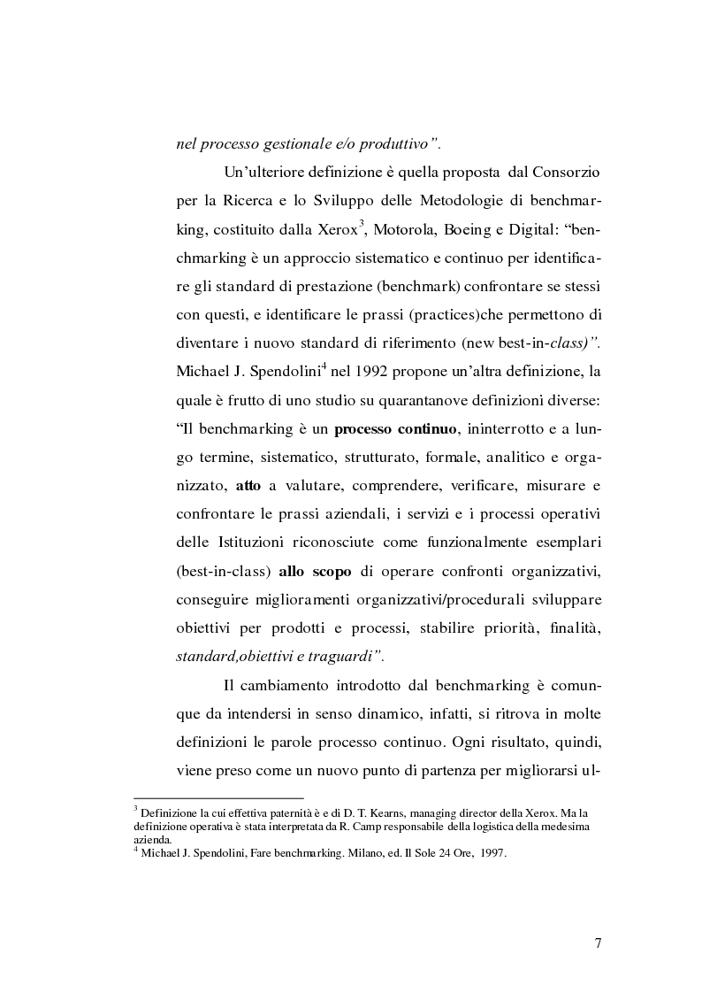 Anteprima della tesi: Il Benchmarking. Il caso Poste Italiane-TNT, Pagina 5