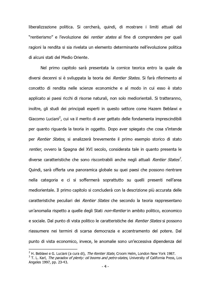 Anteprima della tesi: I Rentier States in Medio Oriente, Pagina 3