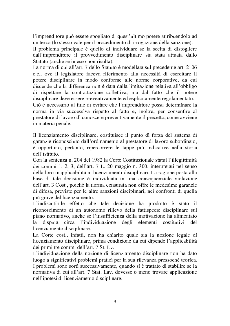 Anteprima della tesi: I Licenziamenti Disciplinari, Pagina 6