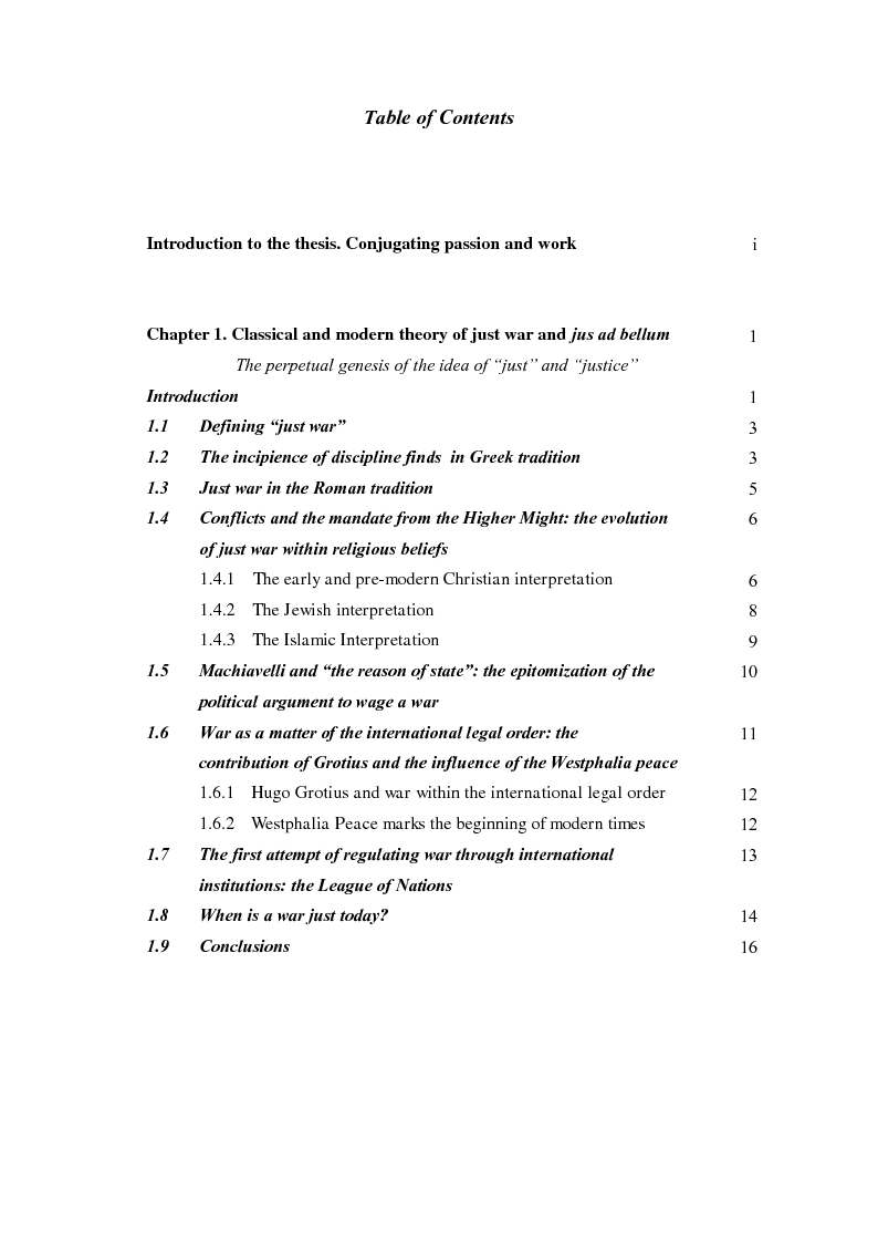 Indice della tesi: NATO's out-of-area operations, Just War and game theory, Pagina 1
