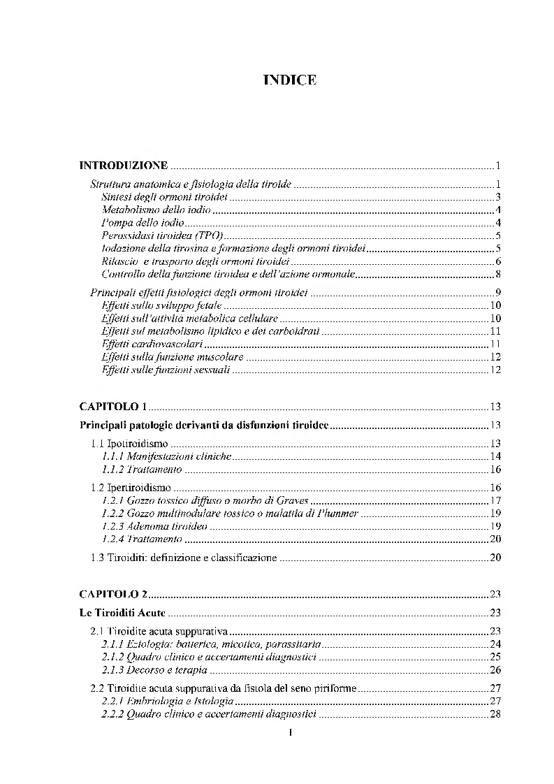 Indice della tesi: Le Tiroiditi, Pagina 1