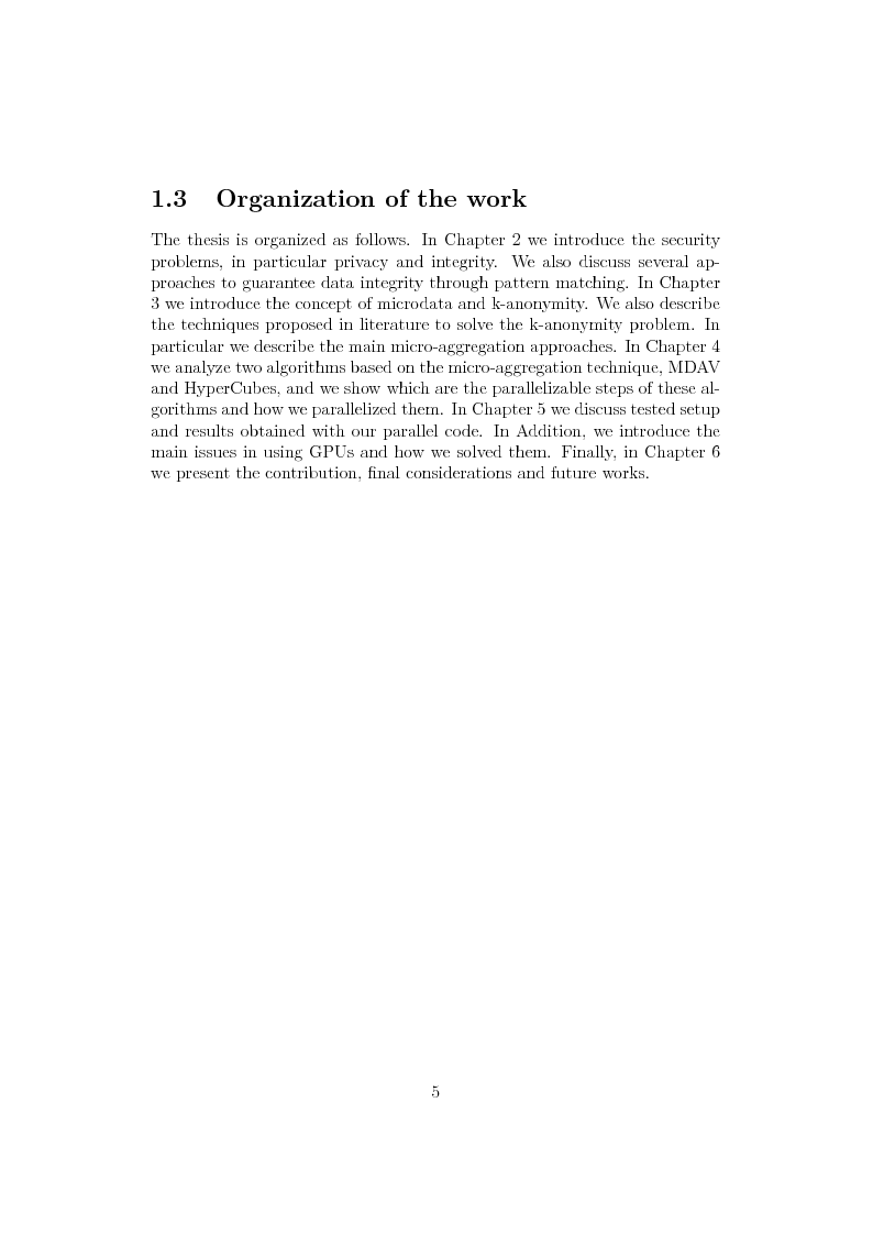 Anteprima della tesi: On Leveraging GPUs for Security: discussing k-anonymity and pattern matching, Pagina 4