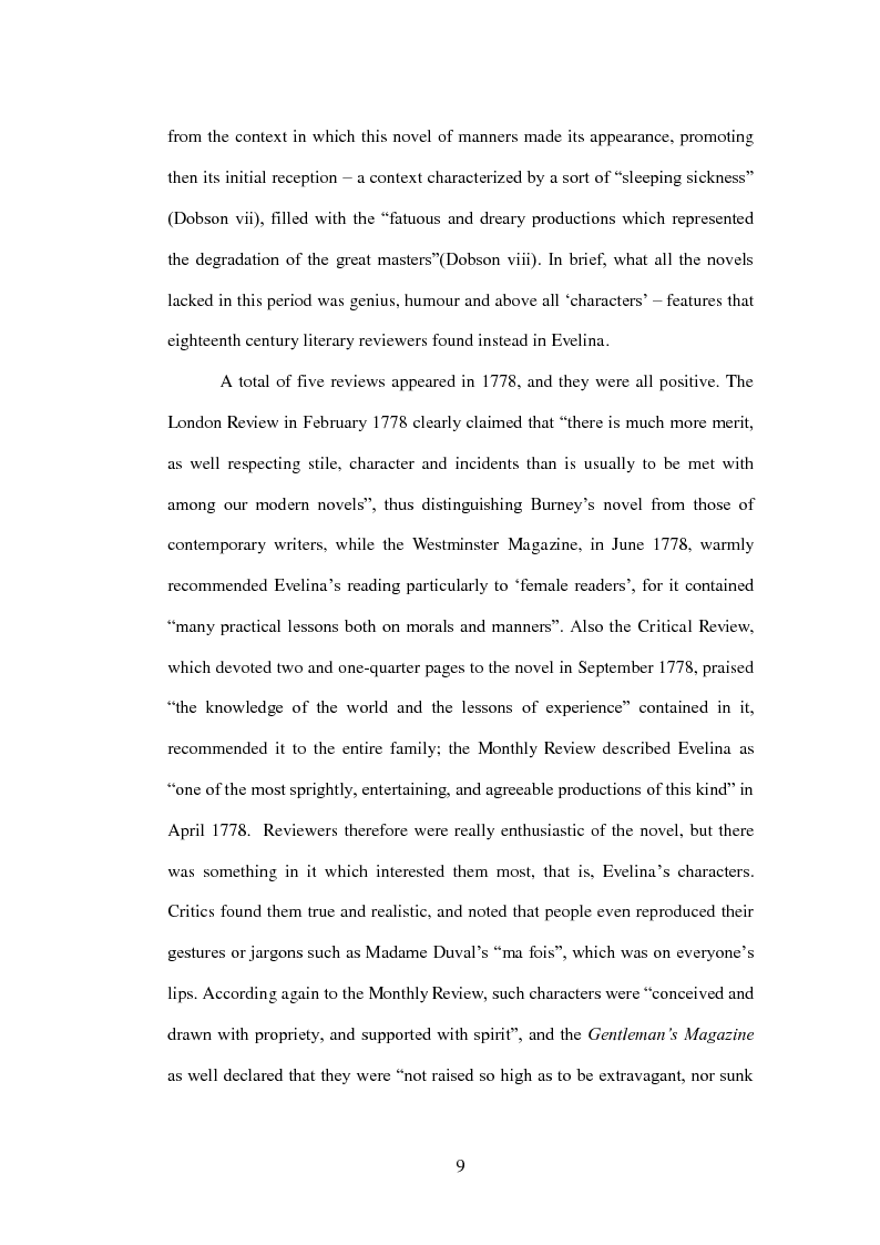 Estratto dalla tesi: Evelina's Reception into the World