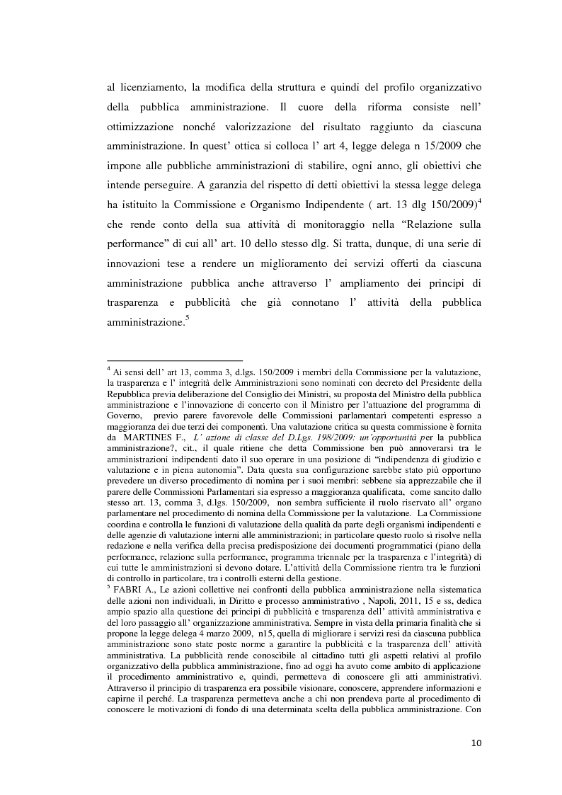 Anteprima della tesi: L'azione dell'utente e consumatore nei confronti della p.a. nel d.lgs. 198/09, Pagina 8