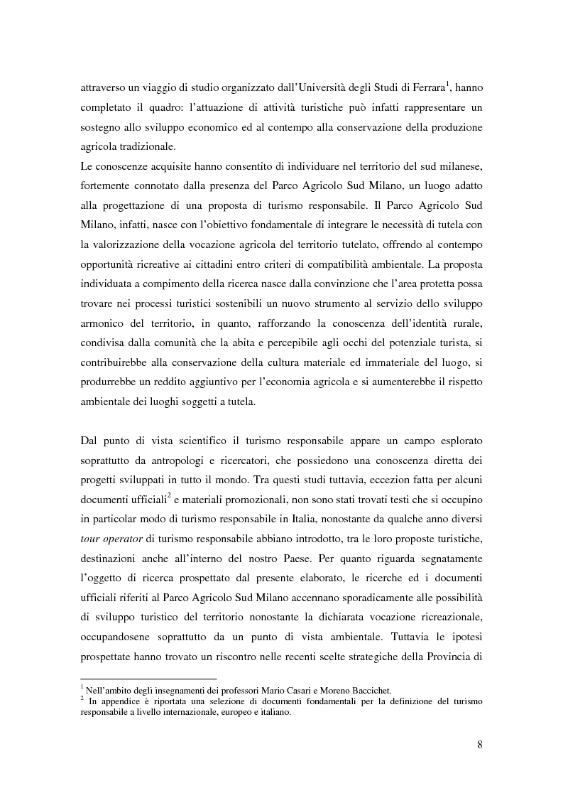 Anteprima della tesi: Prospettive di sviluppo del turismo responsabile nel Parco Agricolo Sud Milano, Pagina 3
