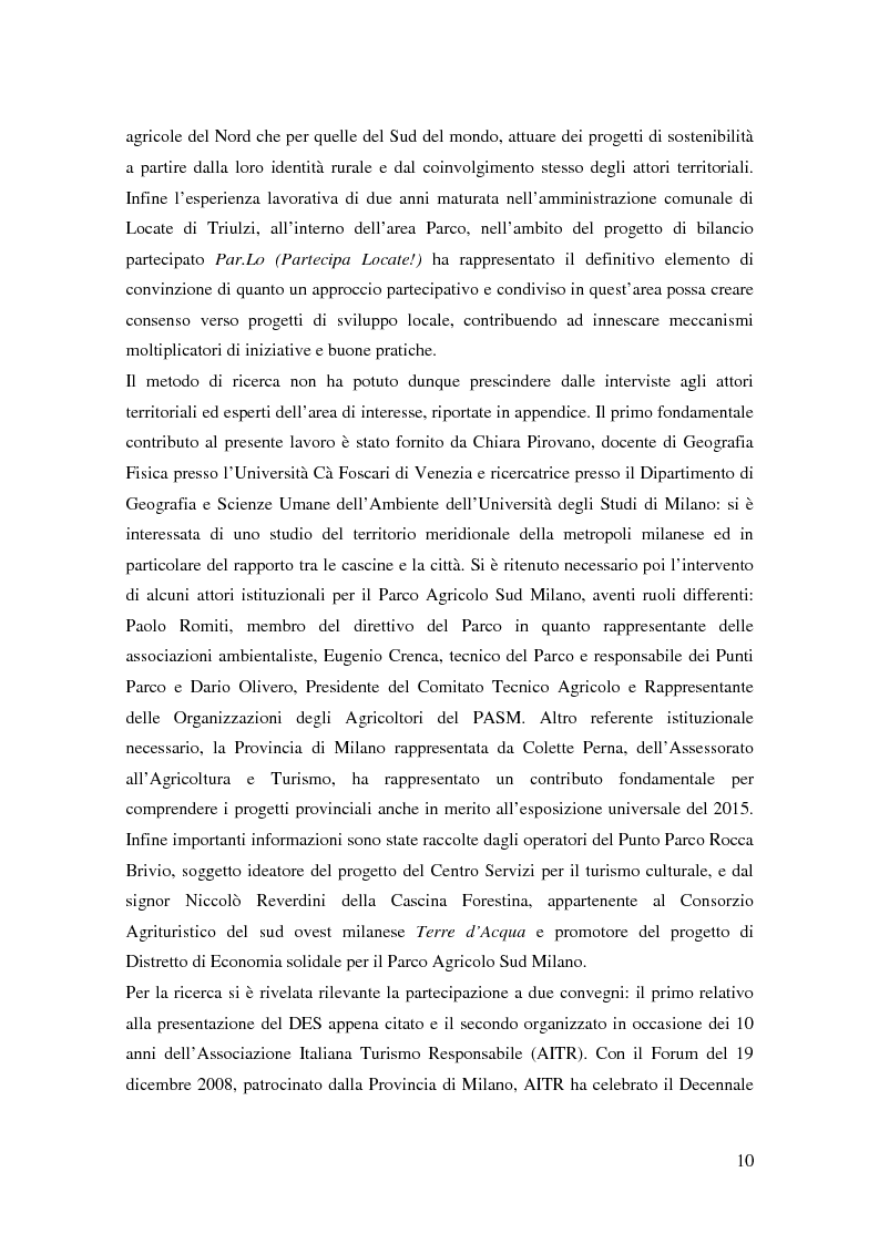 Anteprima della tesi: Prospettive di sviluppo del turismo responsabile nel Parco Agricolo Sud Milano, Pagina 5