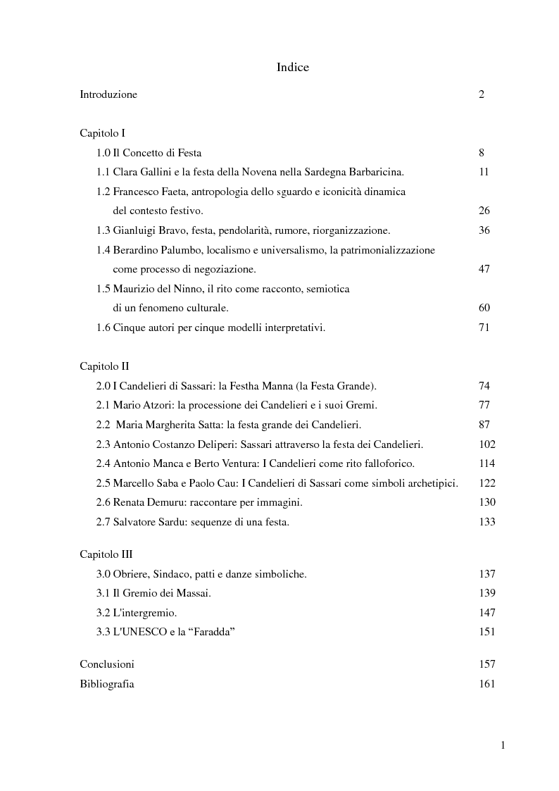 Indice della tesi: La Discesa dei Candelieri: appunti per una ricerca etnografica, Pagina 1