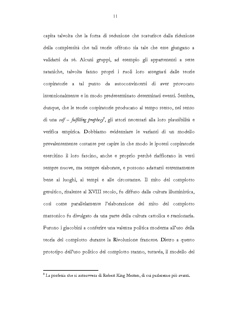 Anteprima della tesi: Le Teorie del Complotto - Casi Esemplari del Ventesimo Secolo, Pagina 4