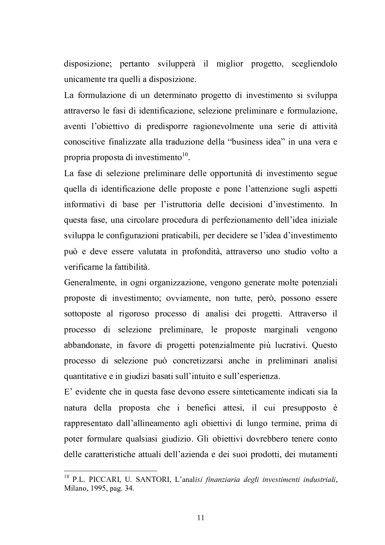 Estratto dalla tesi: Il Capital Budgeting: analisi teorica ed esperienza empirica