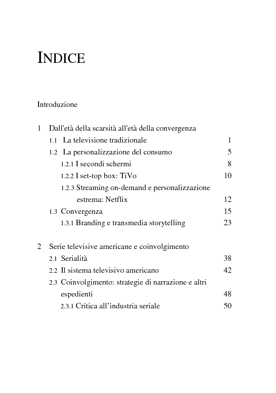 Indice della tesi: Social Tv e Serie Televisive Americane, Pagina 1