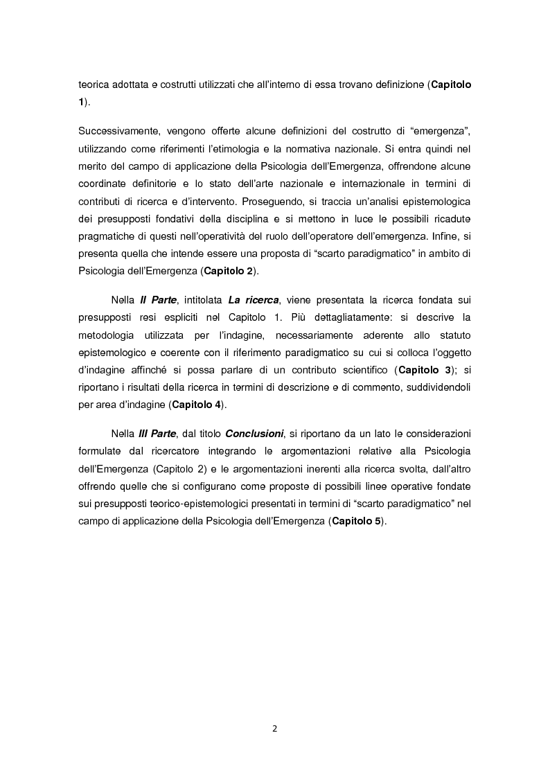 Anteprima della tesi: La configurazione discorsiva dell' "operatore dell'emergenza" : una ricerca esplorativa, Pagina 3