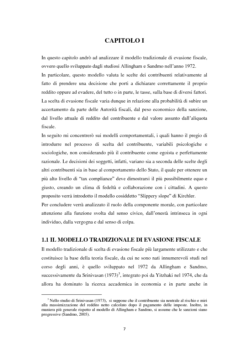 Anteprima della tesi: Evasione fiscale ed economia comportamentale: perchè un contribuente decide di pagare le tasse?, Pagina 5