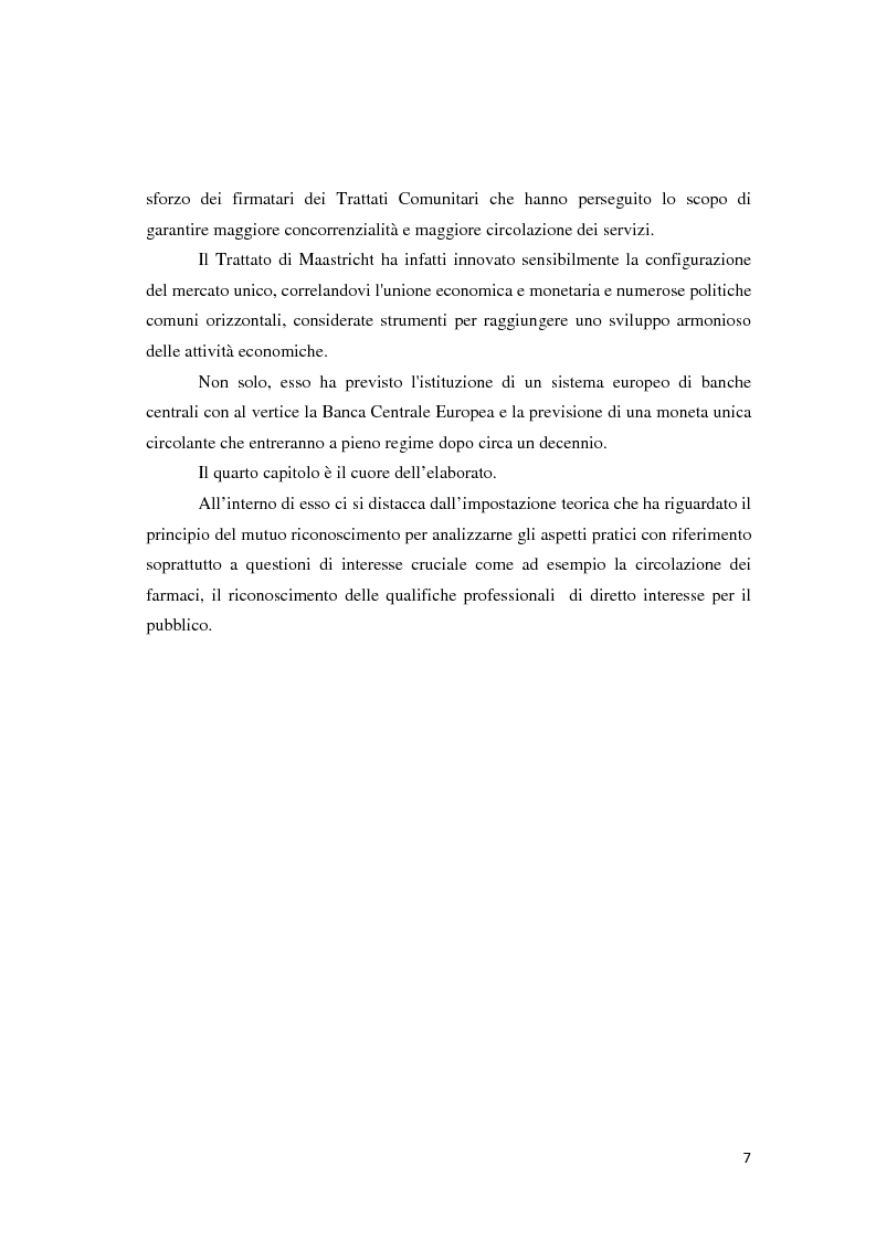 Anteprima della tesi: Il mutuo riconoscimento nell'ordinamento comunitario, Pagina 4