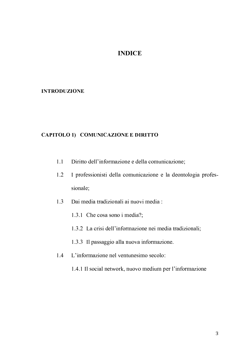Indice della tesi: Il diritto alla ''giusta'' informazione, Pagina 1