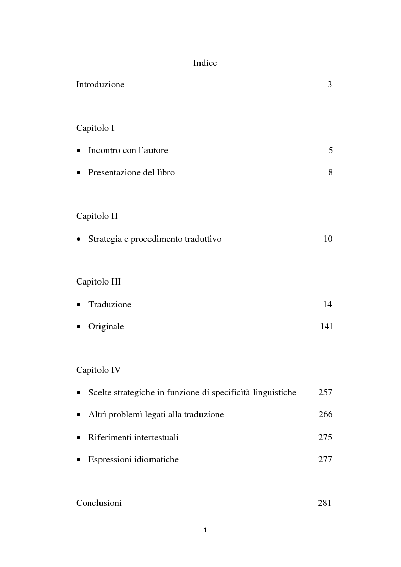 Indice della tesi: Manuel Rivas, ''Las llamadas perdidas'' traduzione inedita, Pagina 1