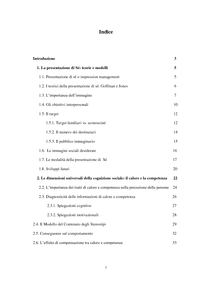 Indice della tesi: Formazione delle impressioni: è più importante il curriculum o il brand?, Pagina 1
