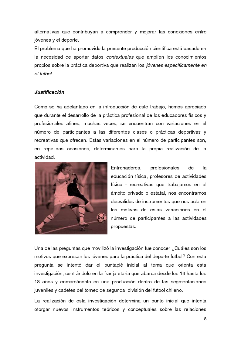 Anteprima della tesi: Jóvenes deportistas y sus motivos para practicar futbol, Pagina 4