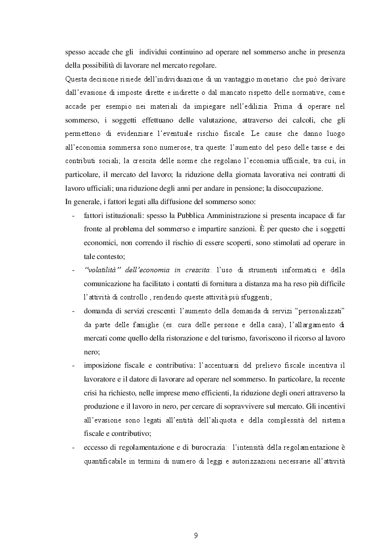 Estratto dalla tesi: Economia sommersa: misure e analisi statistiche