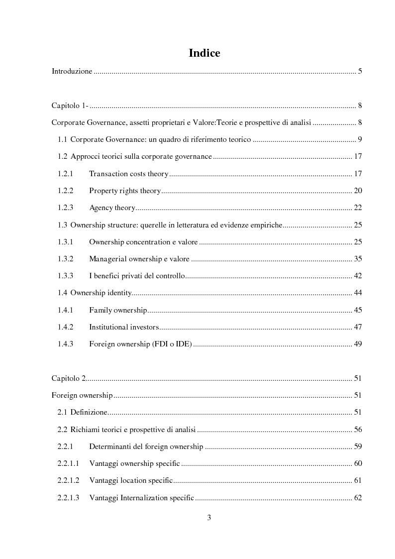 Indice della tesi: Foreign owners nelle imprese europee: antecedenti e conseguenze, Pagina 1