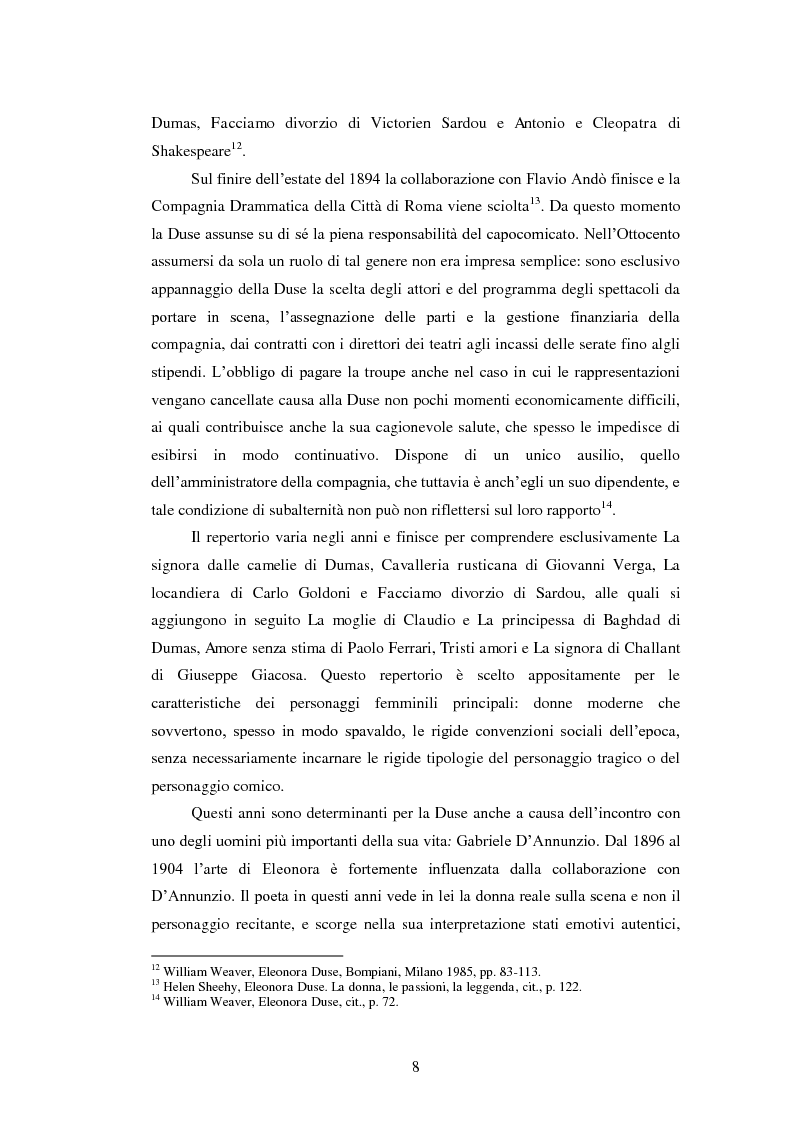 Anteprima della tesi: Eleonora Duse epistolografa: le lettere alla famiglia Orvieto (1901-1908), Pagina 6