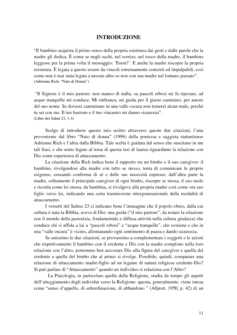 Anteprima della tesi: Rapporto con Dio come esperienza di Attaccamento, Pagina 4