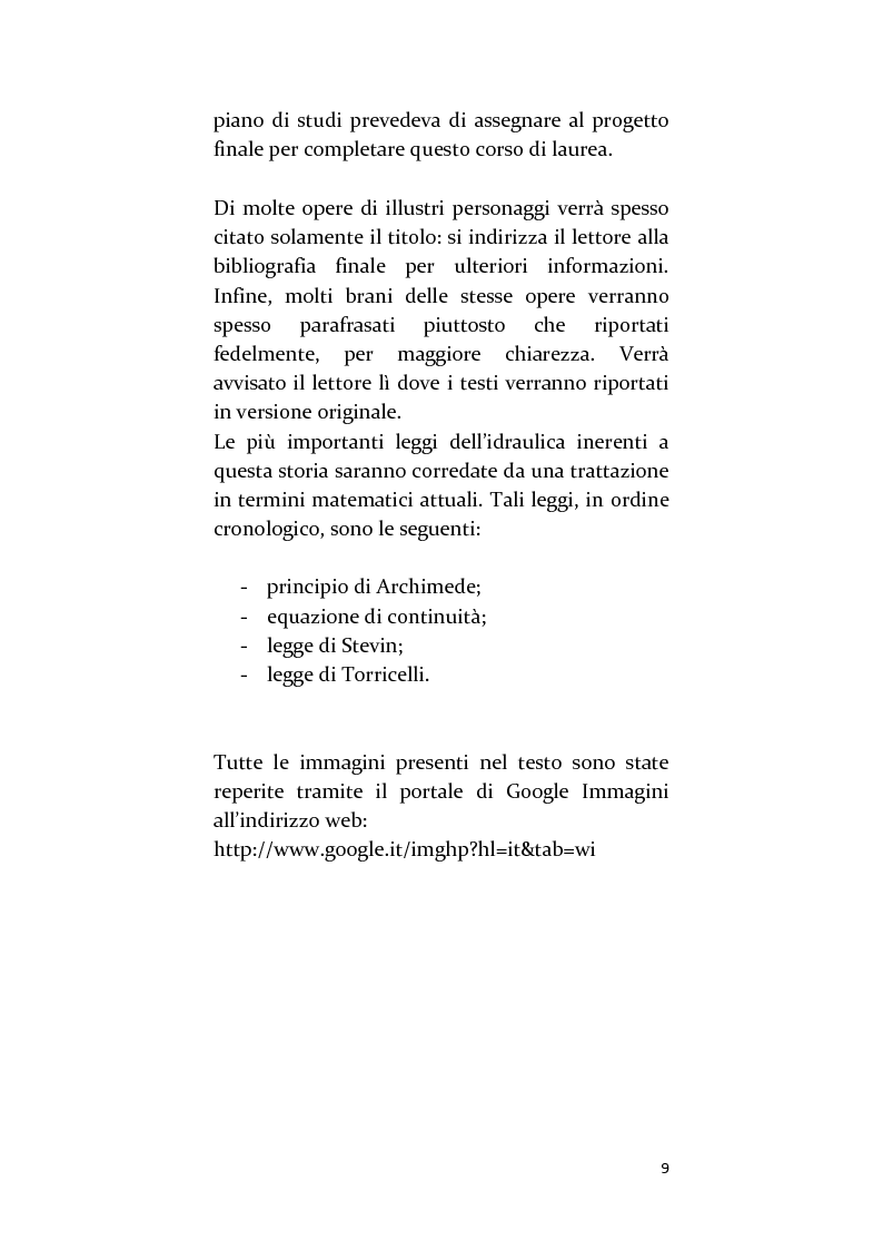 Anteprima della tesi: Storia dell’idraulica - Dalle origini delle civiltà fino all’Italia di Benedetto Castelli ed Evangelista Torricelli, Pagina 6