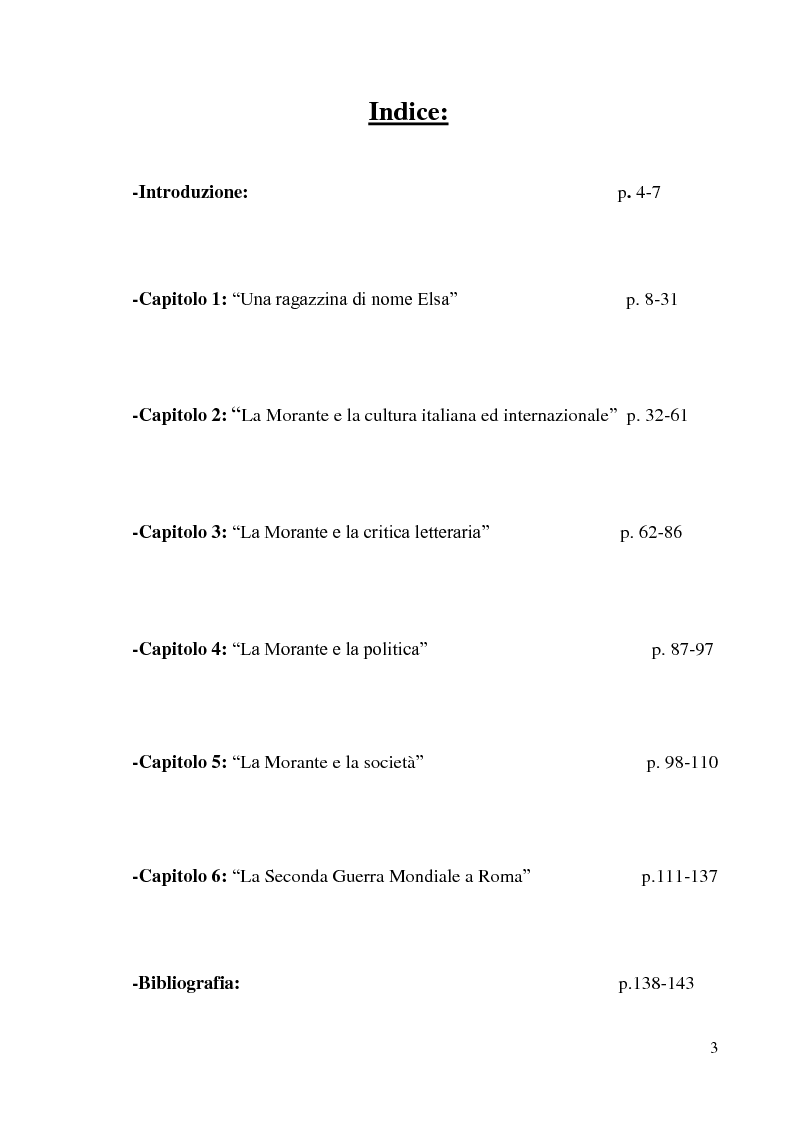 Indice della tesi: La Storia, il presente ed il futuro in Elsa Morante, Pagina 1