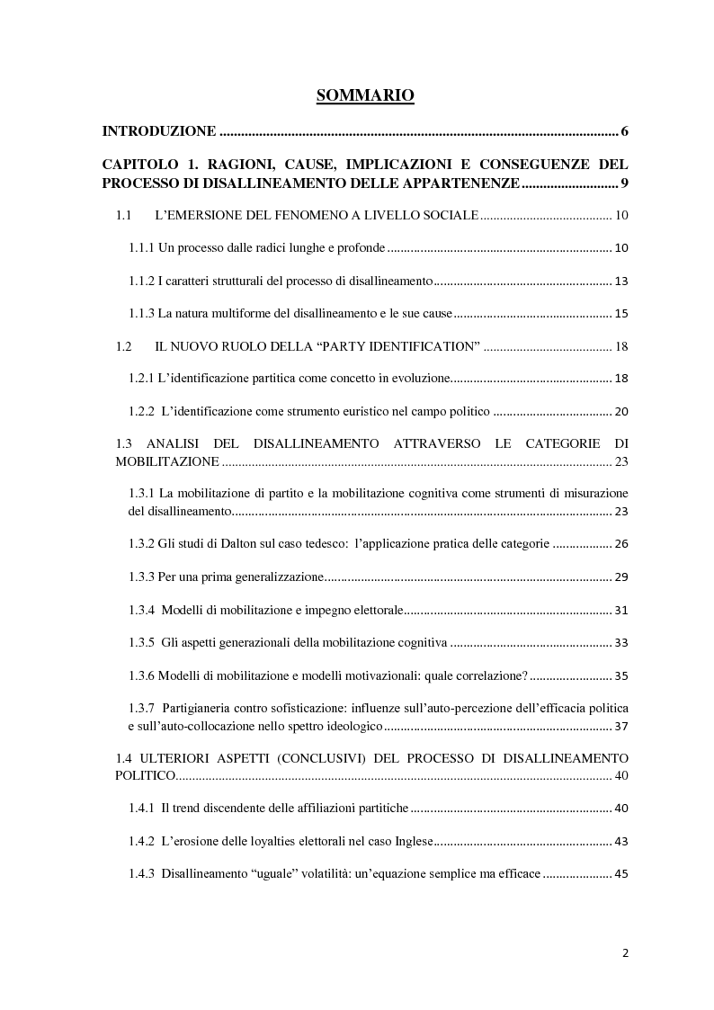 Indice della tesi: Il disallineamento ideologico e l'influenza sulle strategie comunicative nella competizione elettorale - L'evoluzione dal PCI al PD attraverso i discorsi dei Leader., Pagina 1