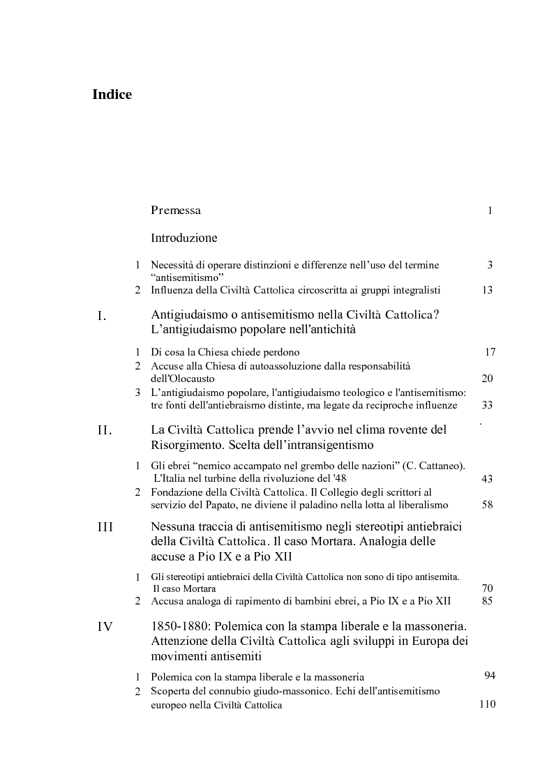 Indice della tesi: L' antigiudaismo teologico de ''La Civiltà Cattolica'', Pagina 1