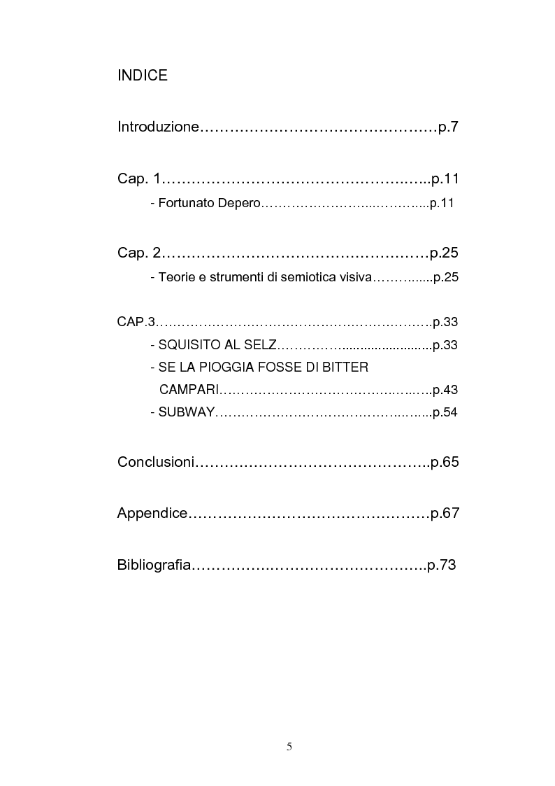 Indice della tesi: Audacia di esser pazzi. Analisi semiotica dell'opera di Fortunato Depero, Pagina 1