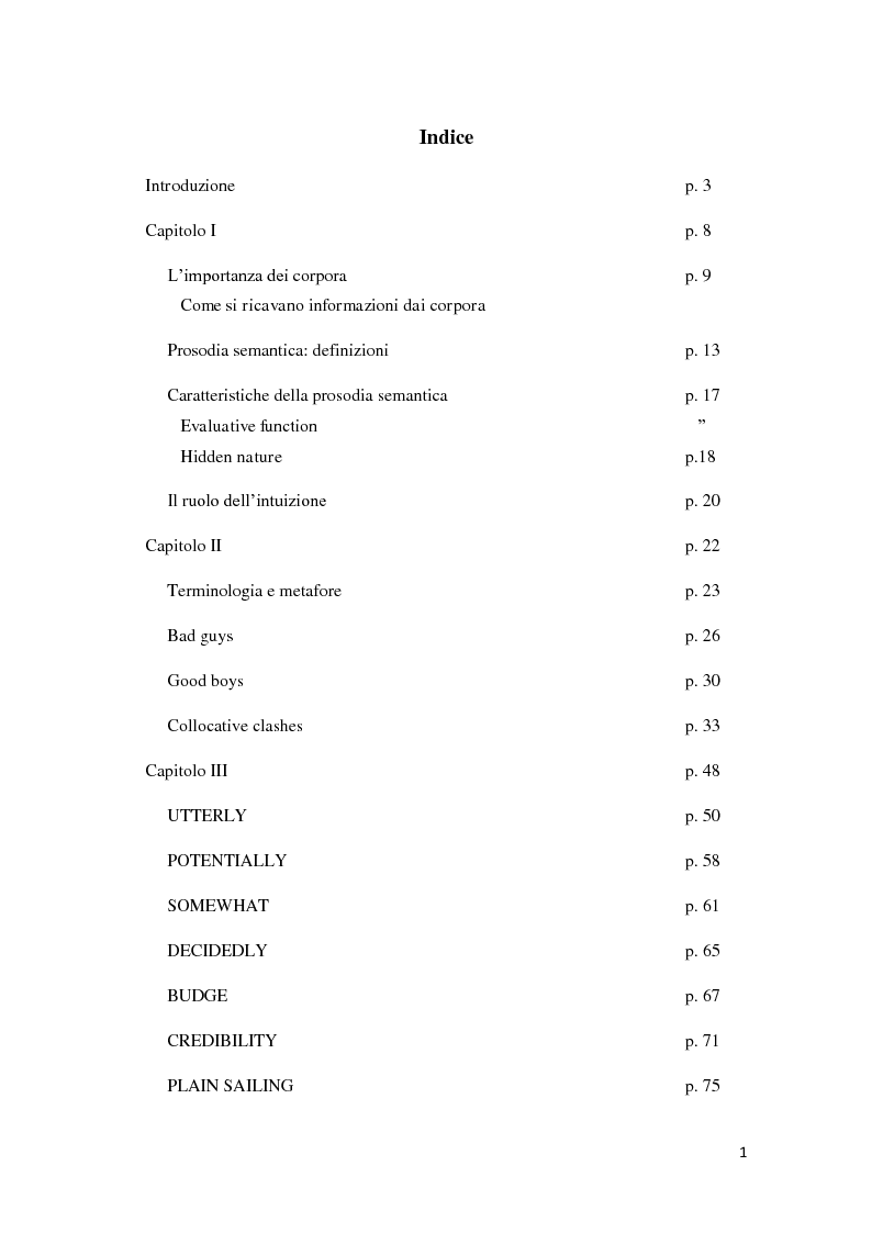 Indice della tesi: Utterly Sensational: studio della prosodia semantica in 'Shaking contagion' e nei tabloid inglesi, Pagina 1