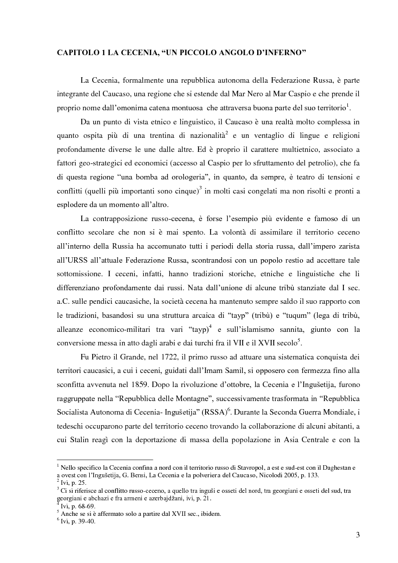 Anteprima della tesi: I reportages di Anna Politkovskaja sul secondo conflitto ceceno, Pagina 4