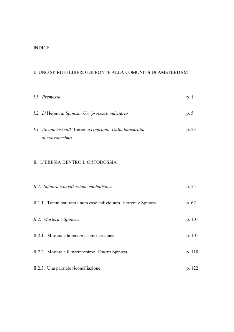Indice della tesi: Filosofia ebraica o esperienza marrana? A proposito del dibattito sulle fonti del pensiero di Spinoza, Pagina 1
