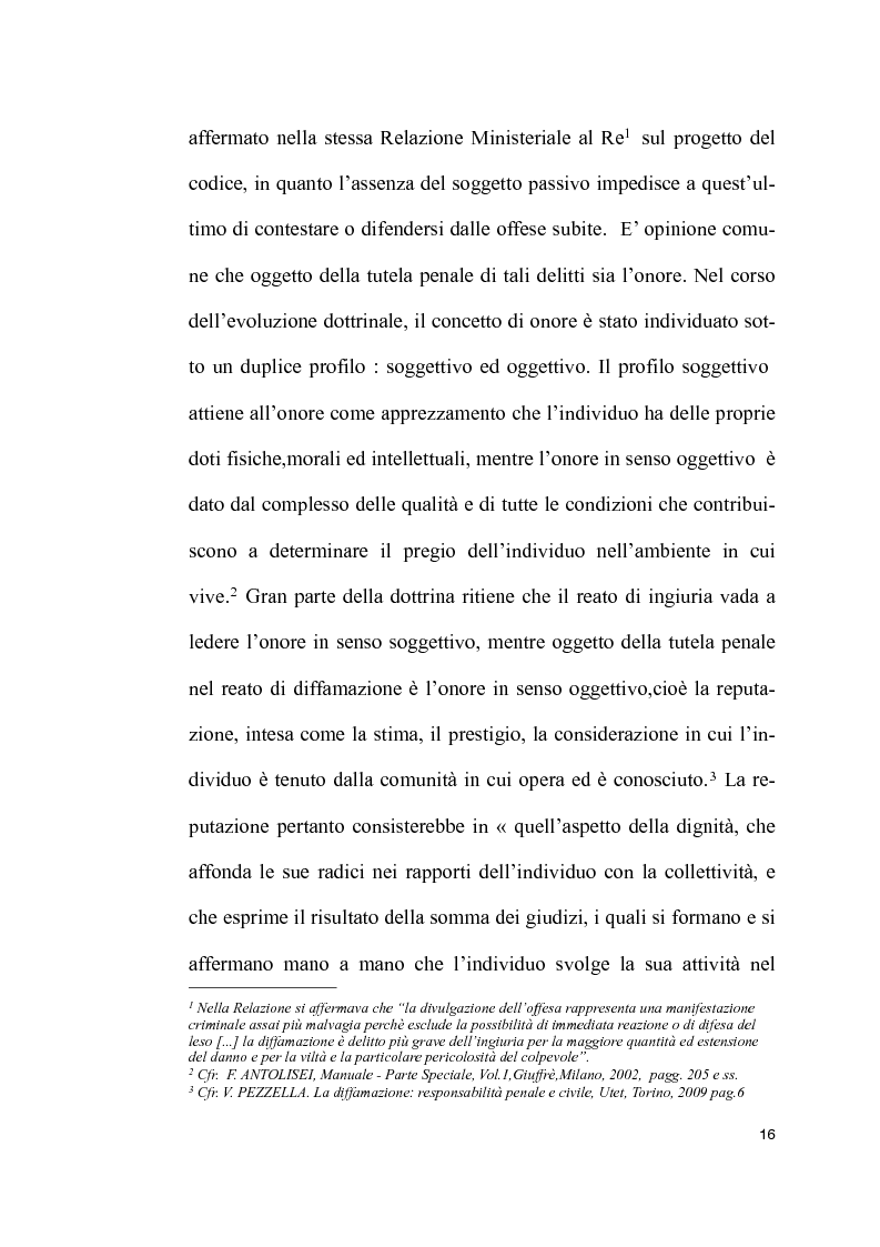 Anteprima della tesi: Il reato di diffamazione e i nuovi mezzi di comunicazione: profili legislativi ed evoluzione giurisprudenziale, Pagina 10
