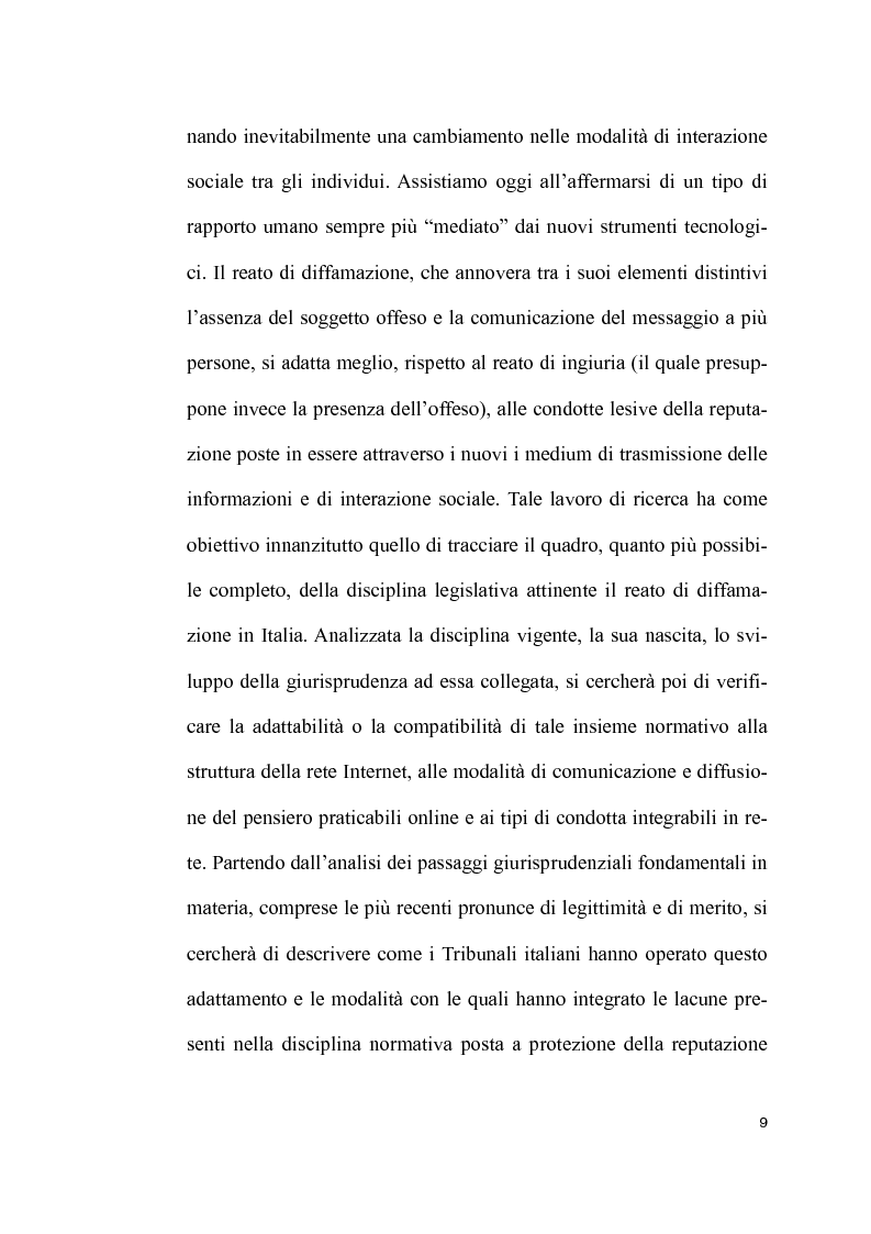 Anteprima della tesi: Il reato di diffamazione e i nuovi mezzi di comunicazione: profili legislativi ed evoluzione giurisprudenziale, Pagina 3