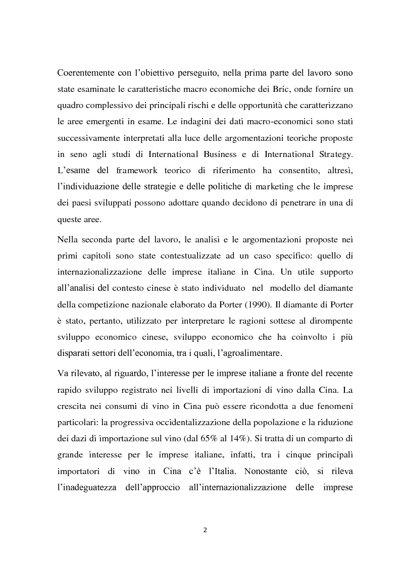 Anteprima della tesi: Operare con successo nelle aree emergenti: scelte strategiche e azioni di marketing nel mercato cinese - L'esperienza di internazionalizzazione della Tormaresca, Pagina 3