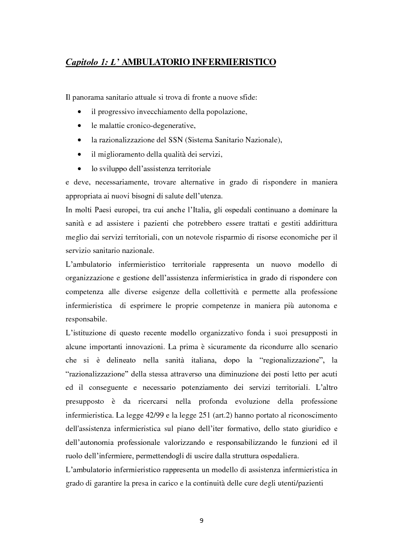 Anteprima della tesi: Impatto dell’ambulatorio infermieristico sul territorio (Nuova modalità di presa in carico?), Pagina 4