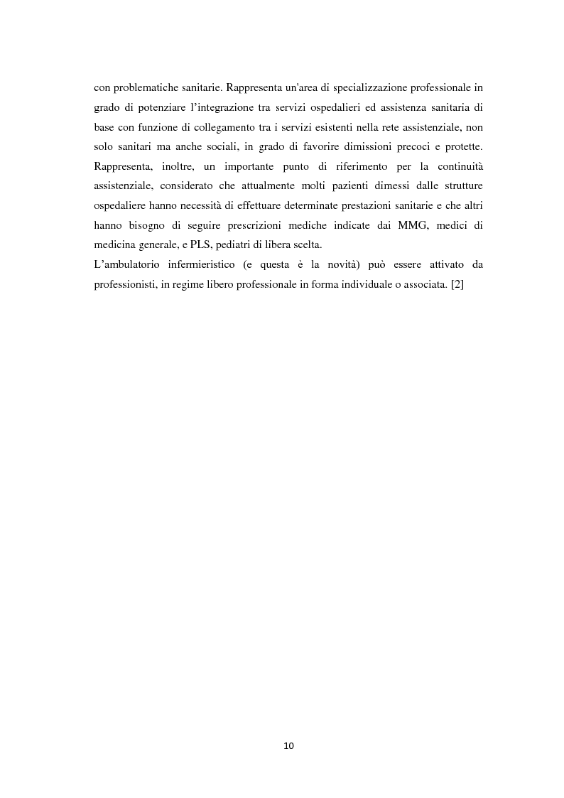 Anteprima della tesi: Impatto dell’ambulatorio infermieristico sul territorio (Nuova modalità di presa in carico?), Pagina 5